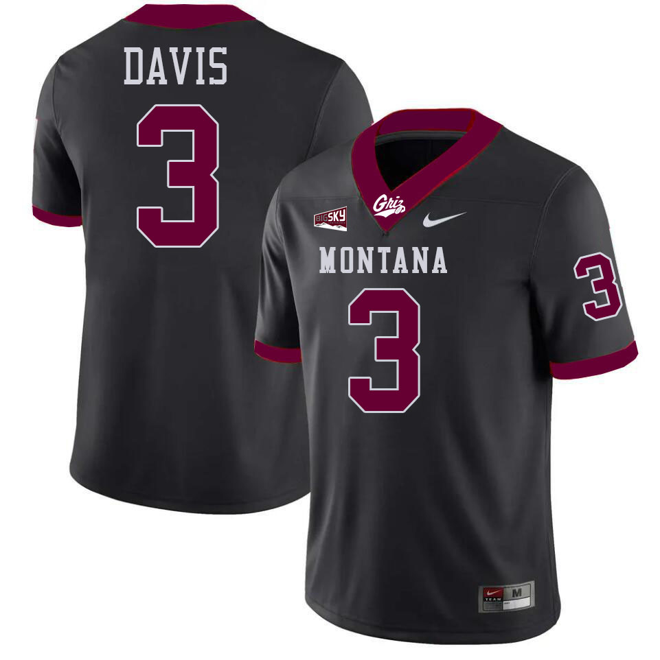 Brooks Davis Montana Jersey,University Of Montana Grizzlies #3 Brooks Davis Jersey Stitched-Black